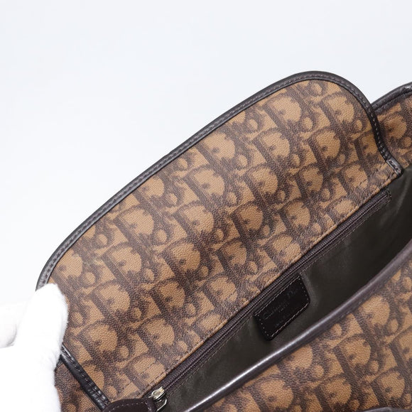 Christian Dior Trotter Canvas Chain Bag PVC Romantic Brown Silver Auth 201909V