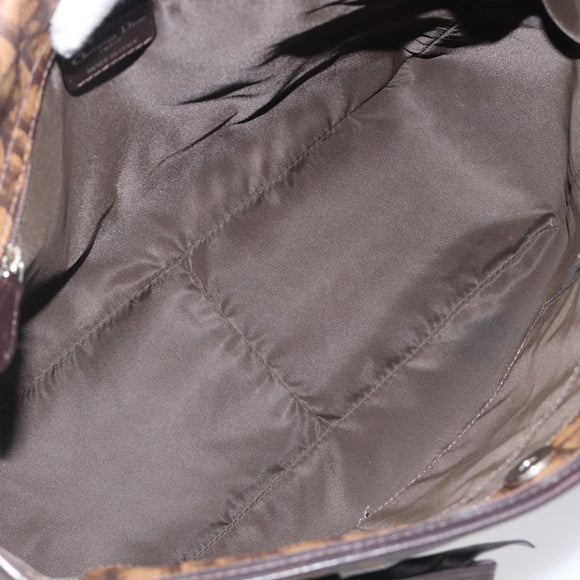 Christian Dior Trotter Canvas Chain Bag PVC Romantic Brown Silver Auth 201909V