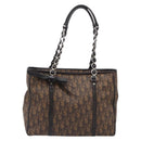 Christian Dior Trotter Canvas Chain Bag PVC Romantic Brown Silver Auth 201909V-2