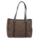 Christian Dior Trotter Canvas Chain Bag PVC Romantic Brown Silver Auth 201909V-3
