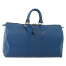 LOUIS VUITTON Epi Keepall 45 Boston Bag Blue M42975 LV Auth 201910-1