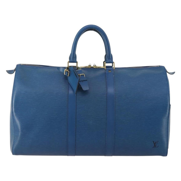 LOUIS VUITTON Epi Keepall 45 Boston Bag Blue M42975 LV Auth 201910