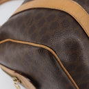 CELINE Macadam Canvas Boston Bag PVC Leather Brown Gold Auth 201911-15