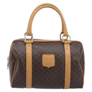 CELINE Macadam Canvas Boston Bag PVC Leather Brown Gold Auth 201911-13