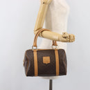 CELINE Macadam Canvas Boston Bag PVC Leather Brown Gold Auth 201911-24