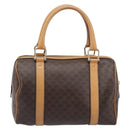 CELINE Macadam Canvas Boston Bag PVC Leather Brown Gold Auth 201911-2