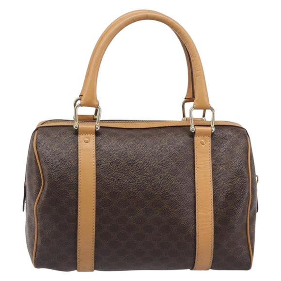 CELINE Macadam Canvas Boston Bag PVC Leather Brown Gold Auth 201911