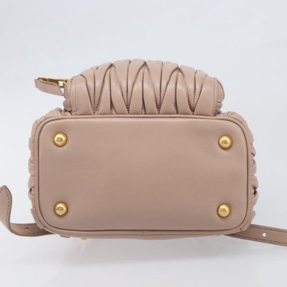 Miu Miu Matelasse Backpack Leather Pink Gold Auth 201912V