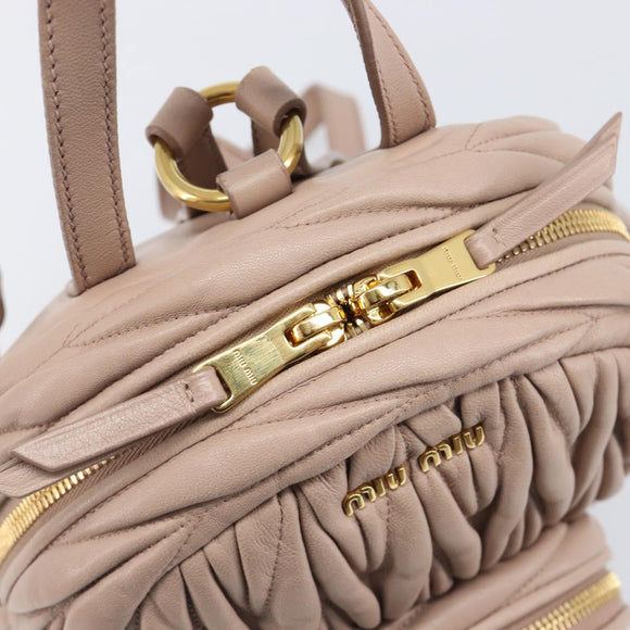 Miu Miu Matelasse Backpack Leather Pink Gold Auth 201912V