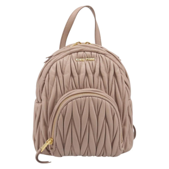 Miu Miu Matelasse Backpack Leather Pink Gold Auth 201912V