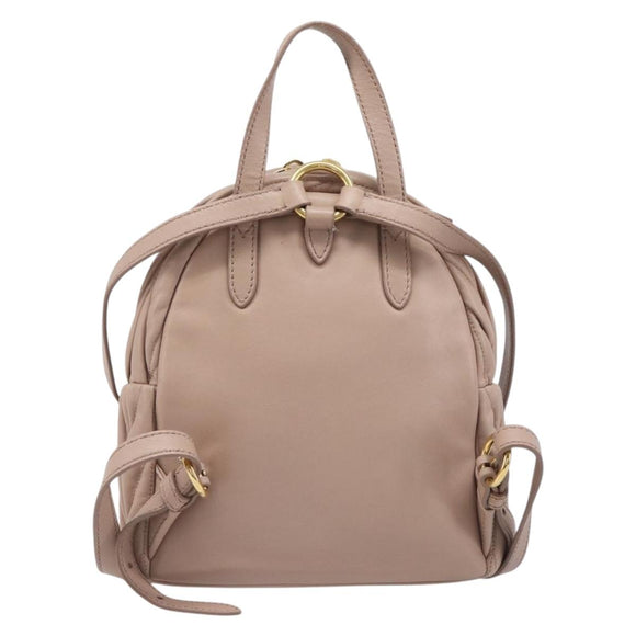 Miu Miu Matelasse Backpack Leather Pink Gold Auth 201912V