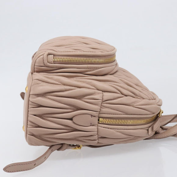 Miu Miu Matelasse Backpack Leather Pink Gold Auth 201912V