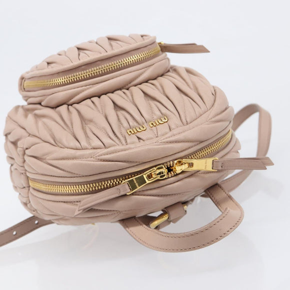 Miu Miu Matelasse Backpack Leather Pink Gold Auth 201912V