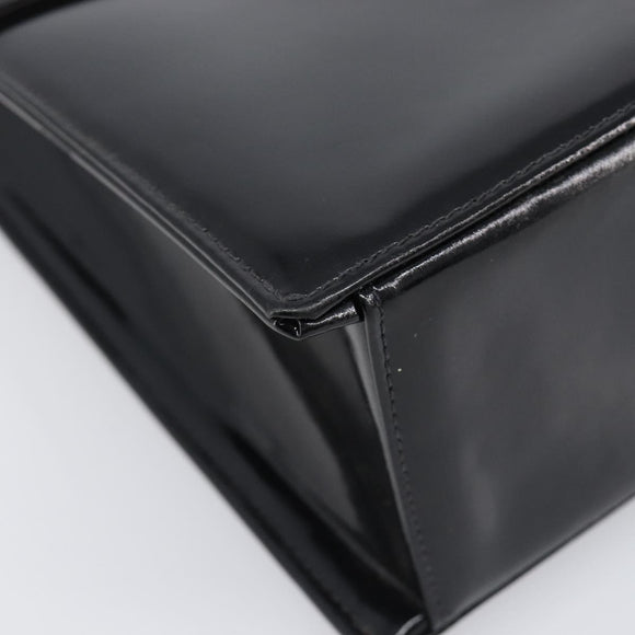 CHANEL Chain Hand Bag Patent leather Black Gold CC Auth 201914V