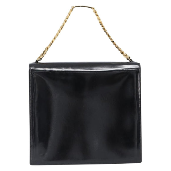 CHANEL Chain Hand Bag Patent leather Black Gold CC Auth 201914V