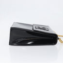 CHANEL Chain Hand Bag Patent leather Black Gold CC Auth 201914V-3