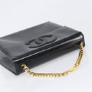 CHANEL Chain Hand Bag Patent leather Black Gold CC Auth 201914V-6