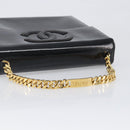 CHANEL Chain Hand Bag Patent leather Black Gold CC Auth 201914V-7