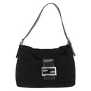 FENDI Mamma Baguette Shoulder Bag Wool Black Silver Auth 201915V-13