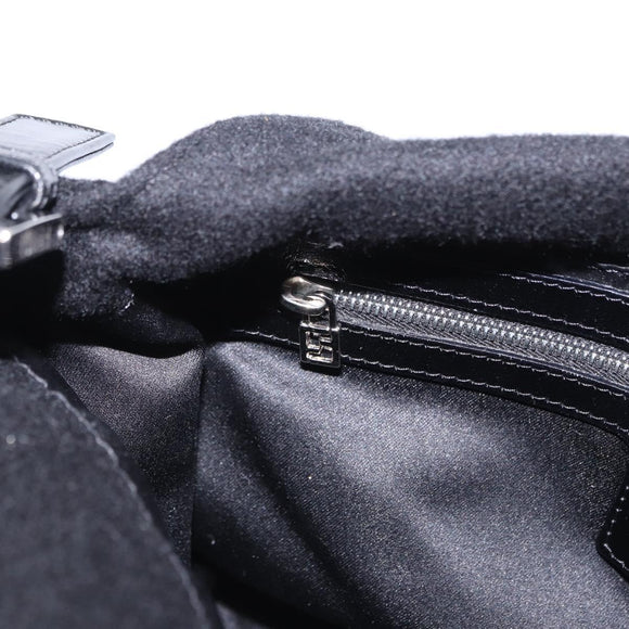 FENDI Mamma Baguette Shoulder Bag Wool Black Silver Auth 201915V