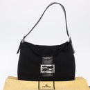 FENDI Mamma Baguette Shoulder Bag Wool Black Silver Auth 201915V-12