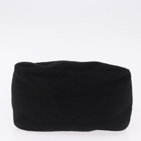 FENDI Mamma Baguette Shoulder Bag Wool Black Silver Auth 201915V