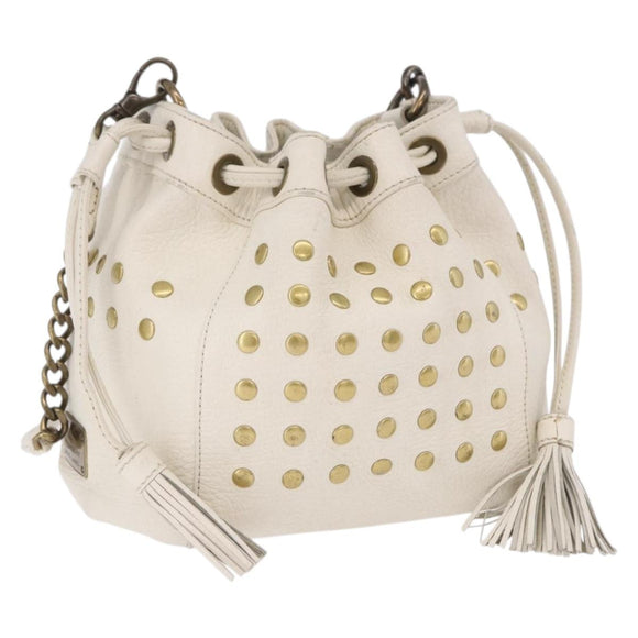 BURBERRY Chain Purse Blue Label Shoulder Bag Leather White Auth 201916