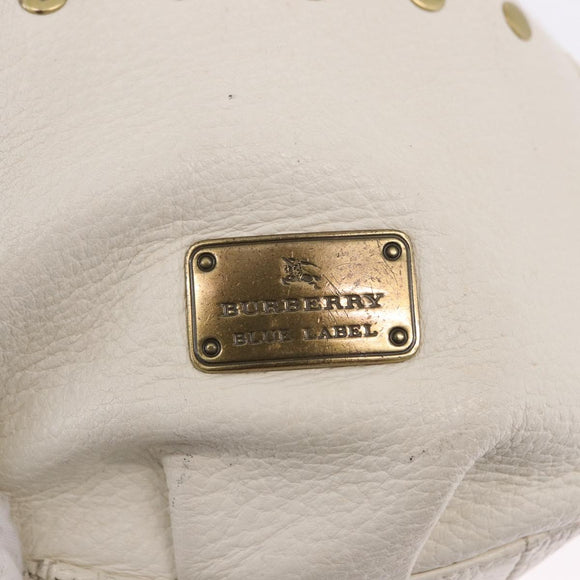 BURBERRY Chain Purse Blue Label Shoulder Bag Leather White Auth 201916