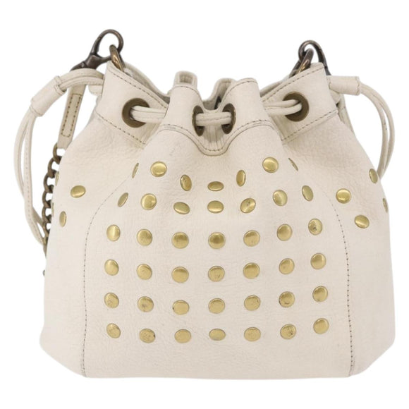 BURBERRY Chain Purse Blue Label Shoulder Bag Leather White Auth 201916