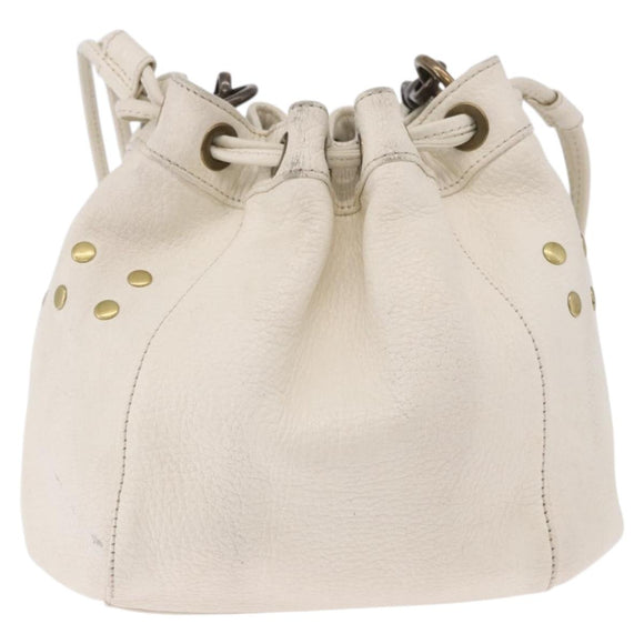 BURBERRY Chain Purse Blue Label Shoulder Bag Leather White Auth 201916