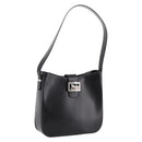 CELINE Horse Carriage Shoulder Bag Leather Black Silver Auth 201919A-1