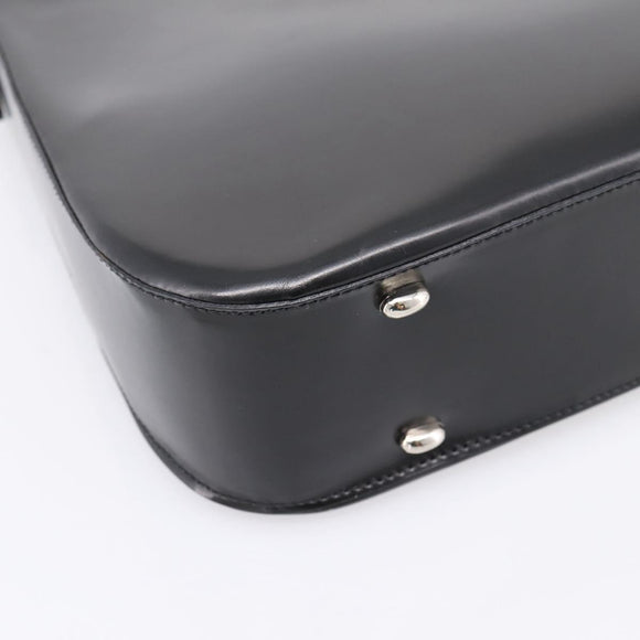 CELINE Horse Carriage Shoulder Bag Leather Black Silver Auth 201919A