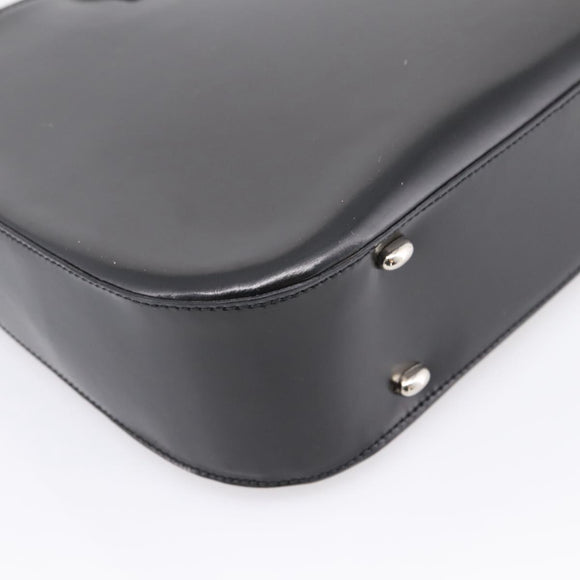 CELINE Horse Carriage Shoulder Bag Leather Black Silver Auth 201919A