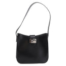CELINE Horse Carriage Shoulder Bag Leather Black Silver Auth 201919A-13