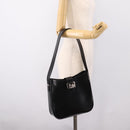 CELINE Horse Carriage Shoulder Bag Leather Black Silver Auth 201919A-22