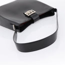 CELINE Horse Carriage Shoulder Bag Leather Black Silver Auth 201919A-7