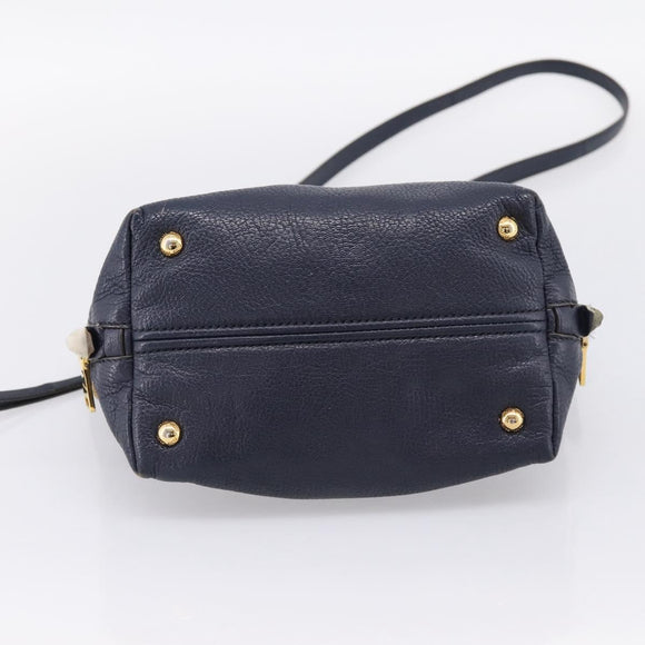 Miu Miu Hand Bag Leather 2way Navy Gold Auth 201925