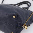 Miu Miu Hand Bag Leather 2way Navy Gold Auth 201925-16