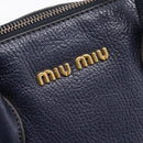 Miu Miu Hand Bag Leather 2way Navy Gold Auth 201925-21