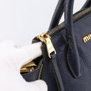 Miu Miu Hand Bag Leather 2way Navy Gold Auth 201925-10