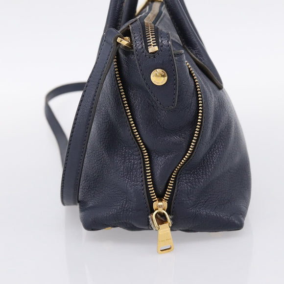 Miu Miu Hand Bag Leather 2way Navy Gold Auth 201925