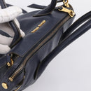 Miu Miu Hand Bag Leather 2way Navy Gold Auth 201925-6