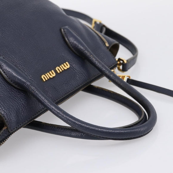 Miu Miu Hand Bag Leather 2way Navy Gold Auth 201925