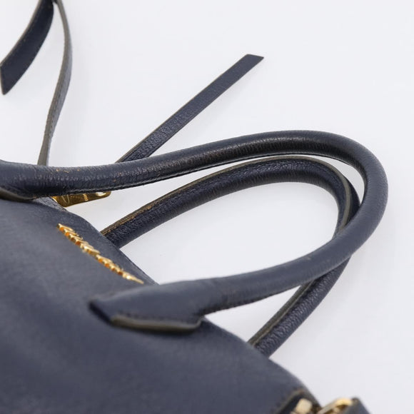 Miu Miu Hand Bag Leather 2way Navy Gold Auth 201925