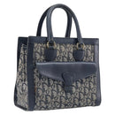 Christian Dior Trotter Canvas Hand Bag Navy Gold Auth 201927-1