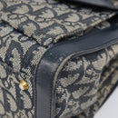 Christian Dior Trotter Canvas Hand Bag Navy Gold Auth 201927-10