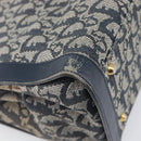 Christian Dior Trotter Canvas Hand Bag Navy Gold Auth 201927-13