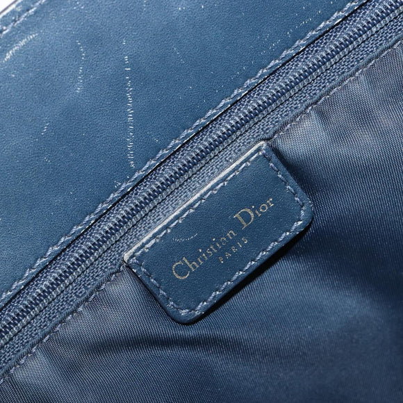 Christian Dior Trotter Canvas Hand Bag Navy Gold Auth 201927