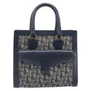 Christian Dior Trotter Canvas Hand Bag Navy Gold Auth 201927-2