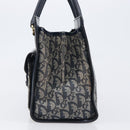 Christian Dior Trotter Canvas Hand Bag Navy Gold Auth 201927-4